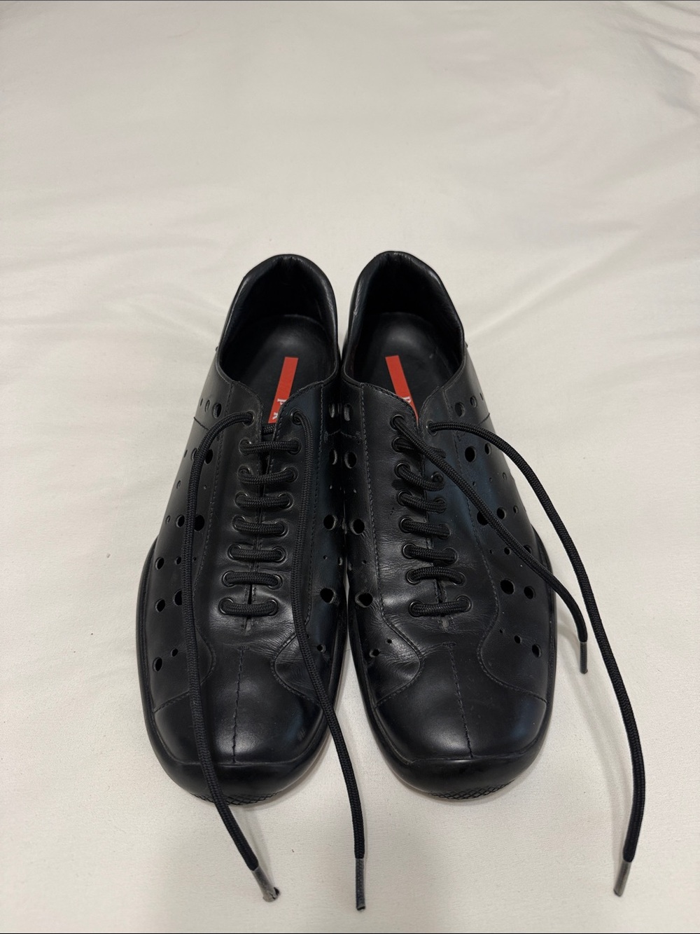Prada Sport "Vitello Sport" Perforated Leather Sneakers - Size 39 EU / 8 US